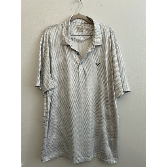 Callaway Golf Polo Shirt Mens XL All Over Print Birds Opti Dri Stretch White - Picture 5 of 9